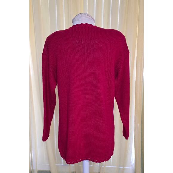 Vintage Lord & Taylor Christmas Sweater Women's 90s Knit Embroidered Beaded S - Picture 4 of 7